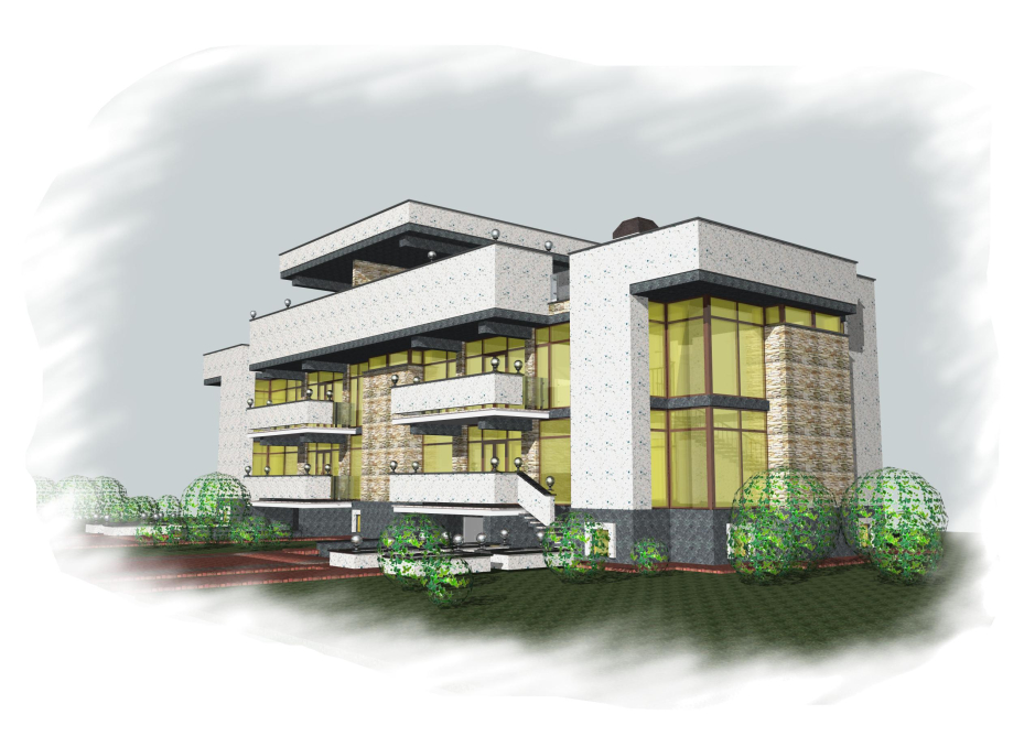 3D rendering - Residential house for 2 families Kovel Ukraine - Residential buildings - Projects - Parchitects title