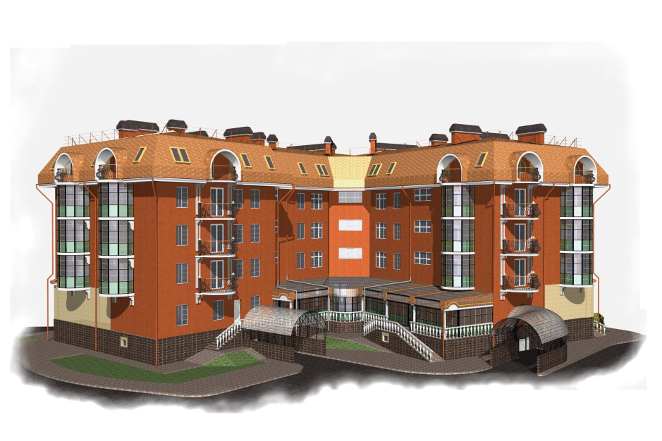 Perspective view - Blocked residential house Kovel Ukraine - Residential buildings - Projects - Parchitects title