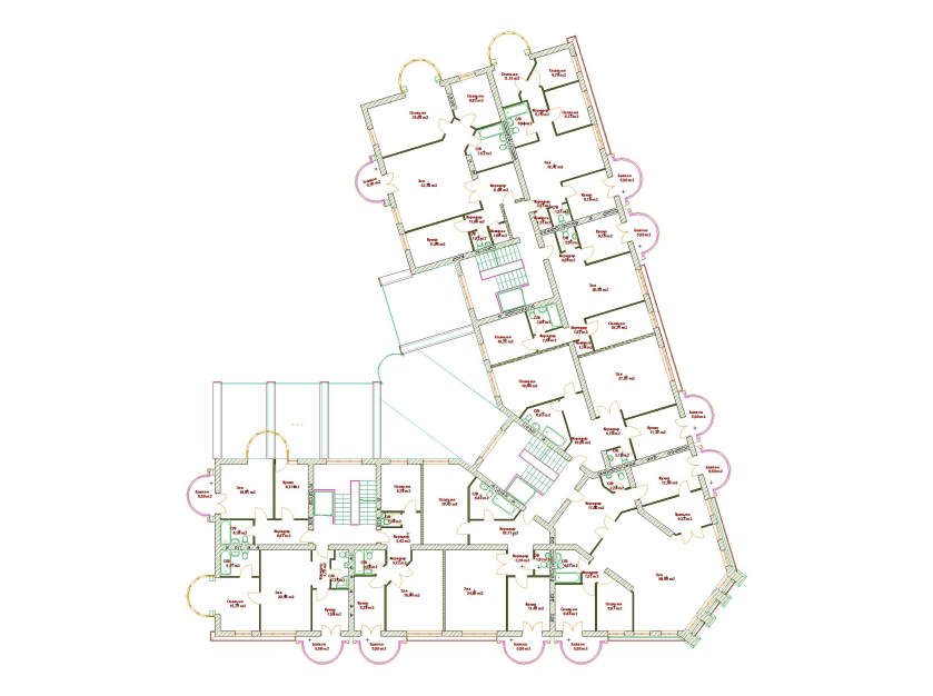 План 2-го поверху з розташуванням квартир - Багатоквартирний житловий будинок м.Ковель Україна - Житлові будинки - Проекти - Parchitects title