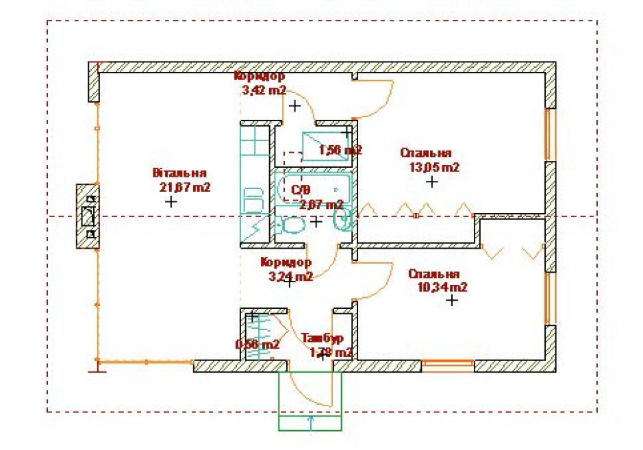 План 1-го поверху - Індивідуальний житловий будинок в м.Ковель Україна - Житлові будинки - Проекти - Parchitects title