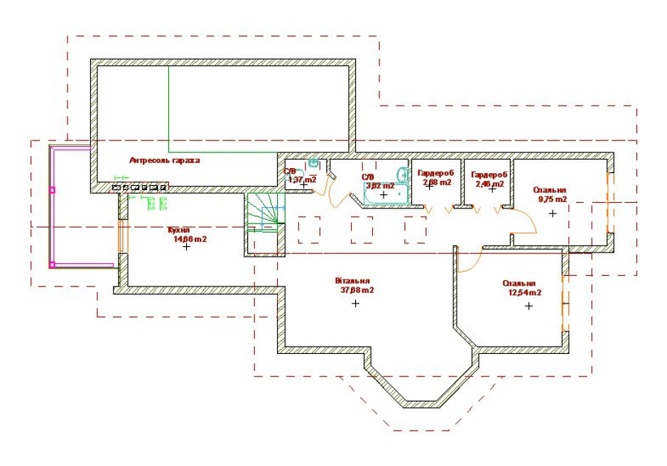 План 2-го поверху - Індивідуальний житловий будинок Ковель Україна - Житлові будинки - Проекти - Parchitects title