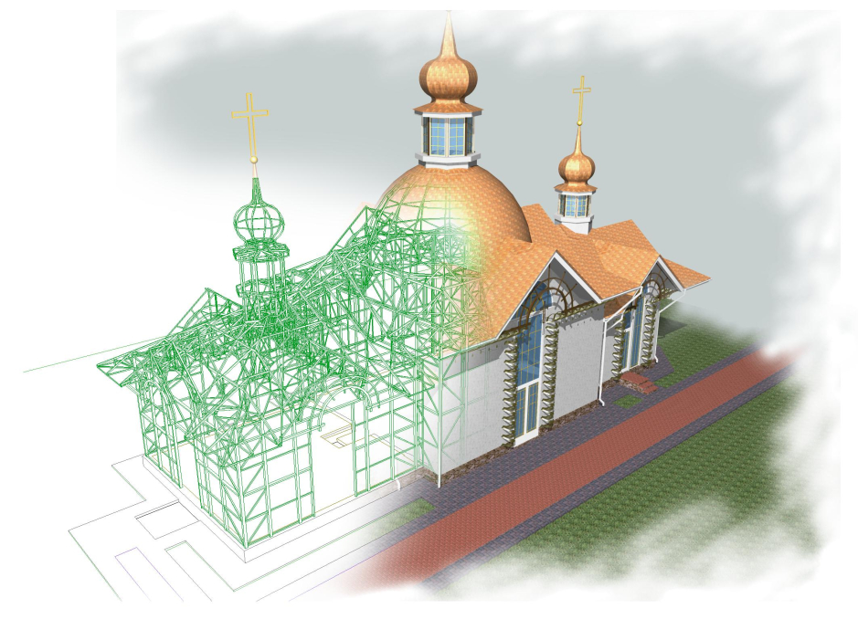 3D scheme - Church in Kovel Ukraine - Worship places - Projects - Parchitects title