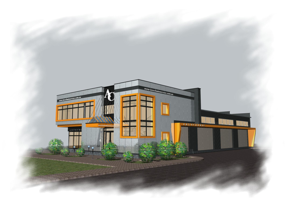 3D rendering - Autoservice Kovel Ukraine - Commercial projects - Projects - Parchitects title