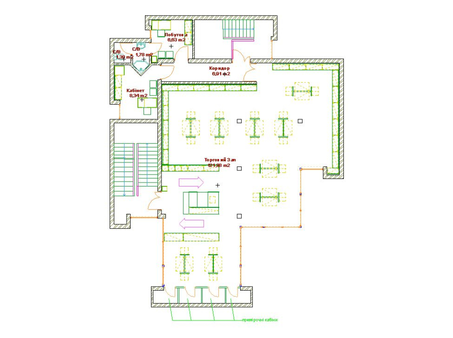 1-st floor plan - Shop "Ocean" Kovel Ukraine - Commercial projects - Projects - Parchitects title