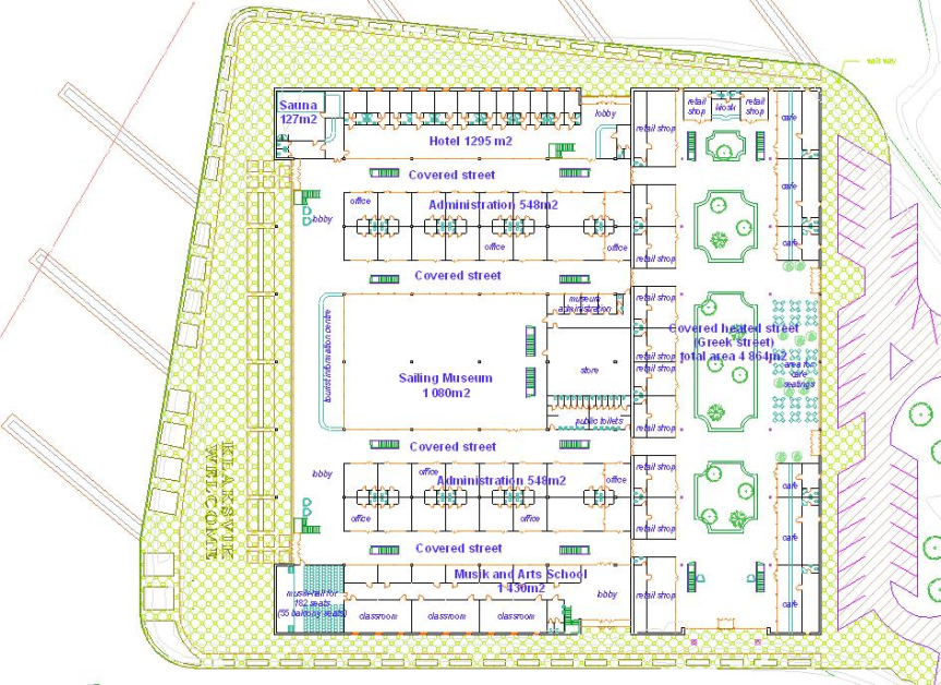 План 1-го этажа - Общественный центр г.Клаксвик Фарерские о-ва - Конкурсные проекты - Проекты - Parchitects title