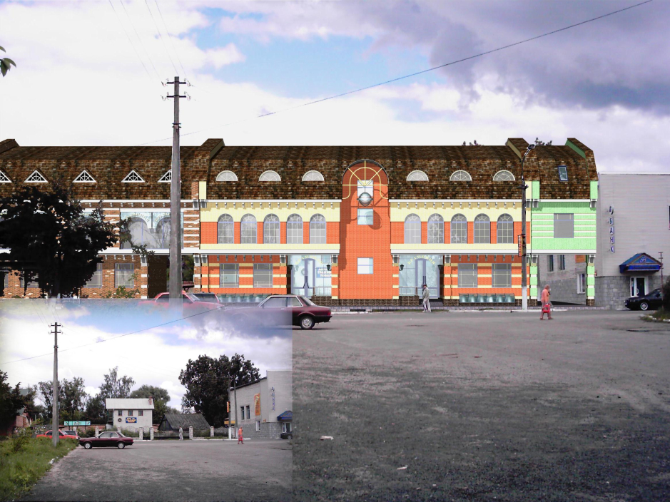 3D rendering (with existing photo situation) - Nezalezhnosty street reconstruction Kovel Ukraine - Public buildings - Projects - Parchitects title