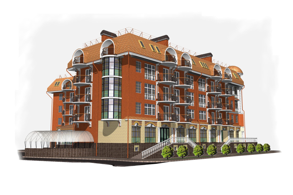 Perspective view - Blocked residential house Kovel Ukraine - Residential buildings - Projects - Parchitects title