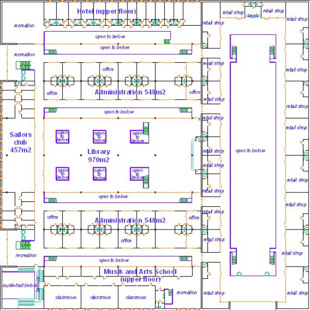 1-st floor plan - Klaksvik City-center Faroe Islands - Competition projects - Projects - Parchitects title