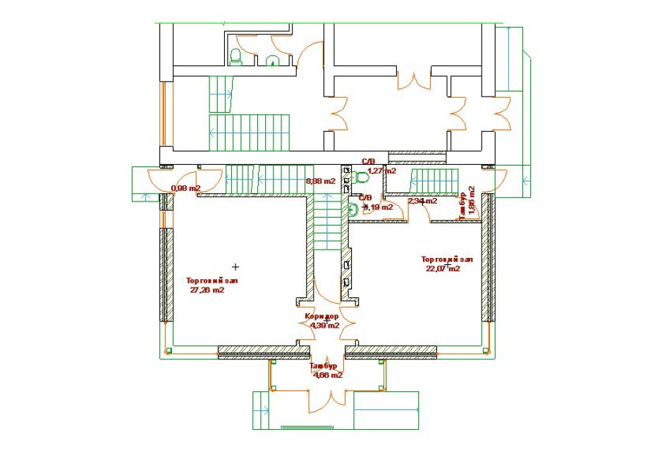 1-st floor plan - Shop Kovel Ukraine - Commercial projects - Projects - Parchitects title