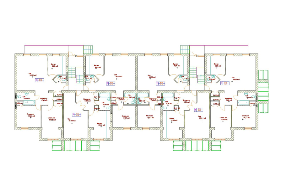 Typical floor plan - Appartment block Kovel Ukraine - Residential buildings - Projects - Parchitects title