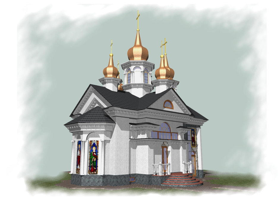 Brick building version. 3D rendering - Chapel Kovel Ukraine - Worship places - Projects - Parchitects title