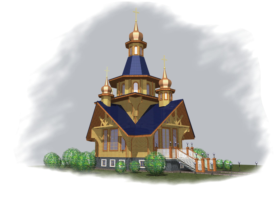 Wood building version. 3D rendering - Chapel Kovel Ukraine - Worship places - Projects - Parchitects title