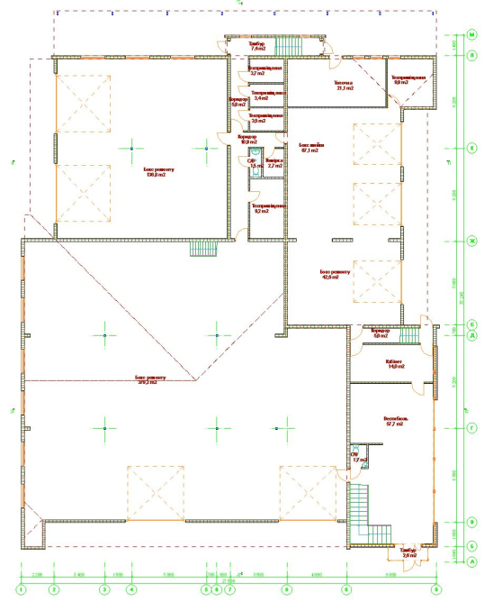 1-st floor plan - Complex autoservice with retail shop Kovel Ukraine - Commercial projects - Projects - Parchitects title