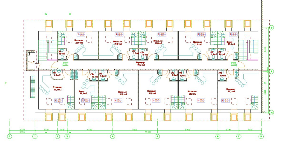 План 3-го поверху - Реконструкція існуючого приміщення під багатоквартирний житловий будинок - Житлові будинки - Проекти - Parchitects title