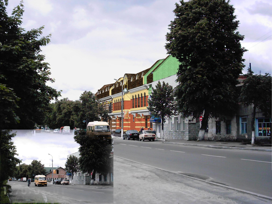 3D rendering (with existing photo situation) - Nezalezhnosty street reconstruction Kovel Ukraine - Public buildings - Projects - Parchitects title