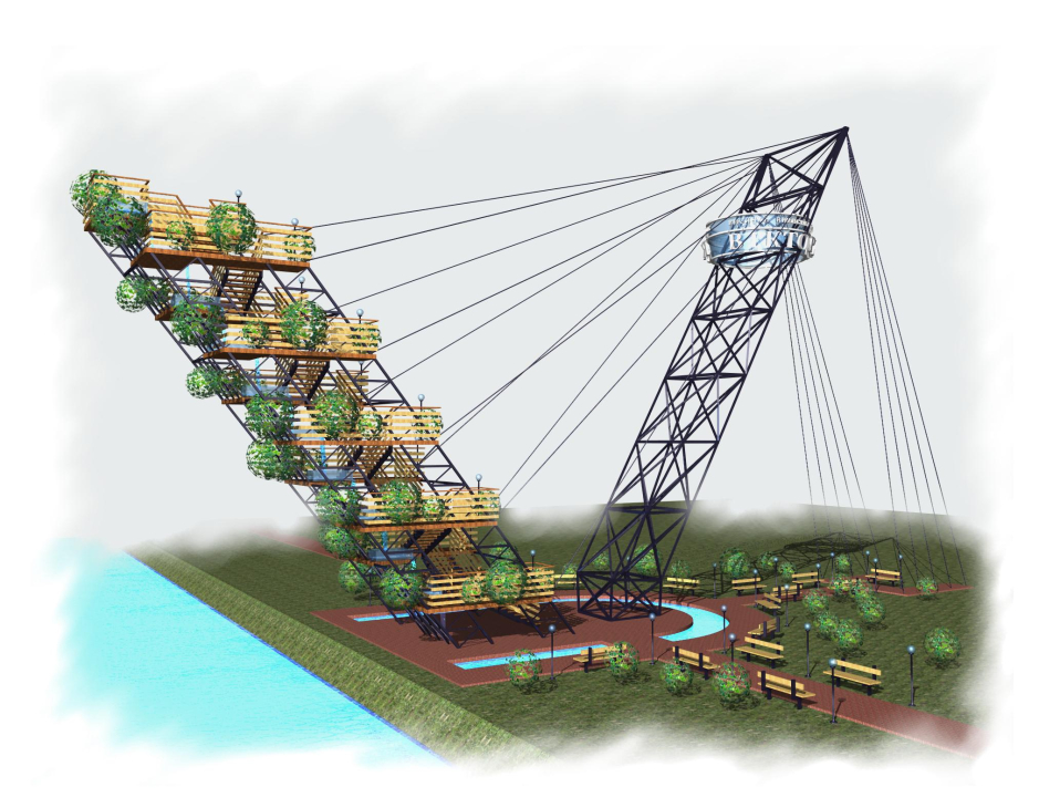 Перспективне зображення - Проектні пропозиції по будівництву вежі в міському парку м.Ковель Україна - Громадські будинки - Проекти - Parchitects title