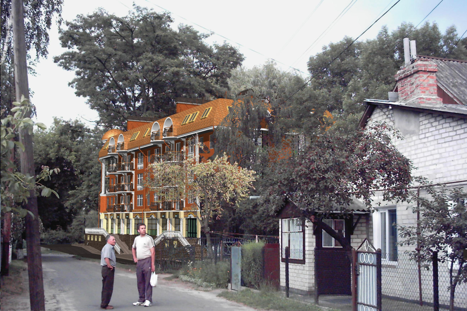 Perspective view - Blocked residential house Kovel Ukraine - Residential buildings - Projects - Parchitects title