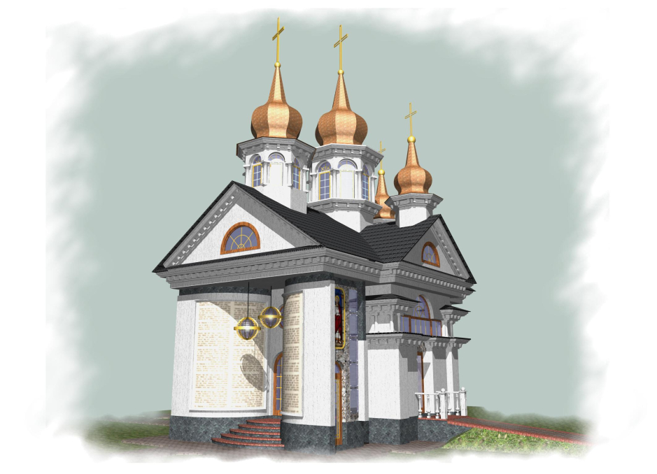 Brick building version. 3D rendering - Chapel Kovel Ukraine - Worship places - Projects - Parchitects title