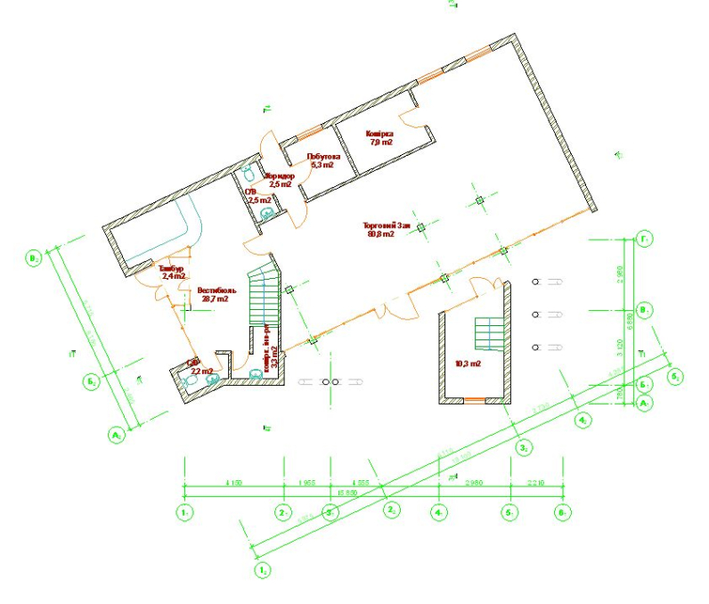 1-st floor plan - Office Kovel Ukraine - Commercial projects - Projects - Parchitects title