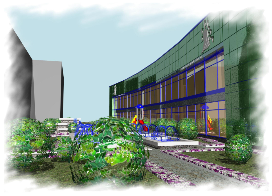 3D rendering (landscape park) - Project proposition of the retail store construction in Kovel Ukraine - Commercial projects - Projects - Parchitects title