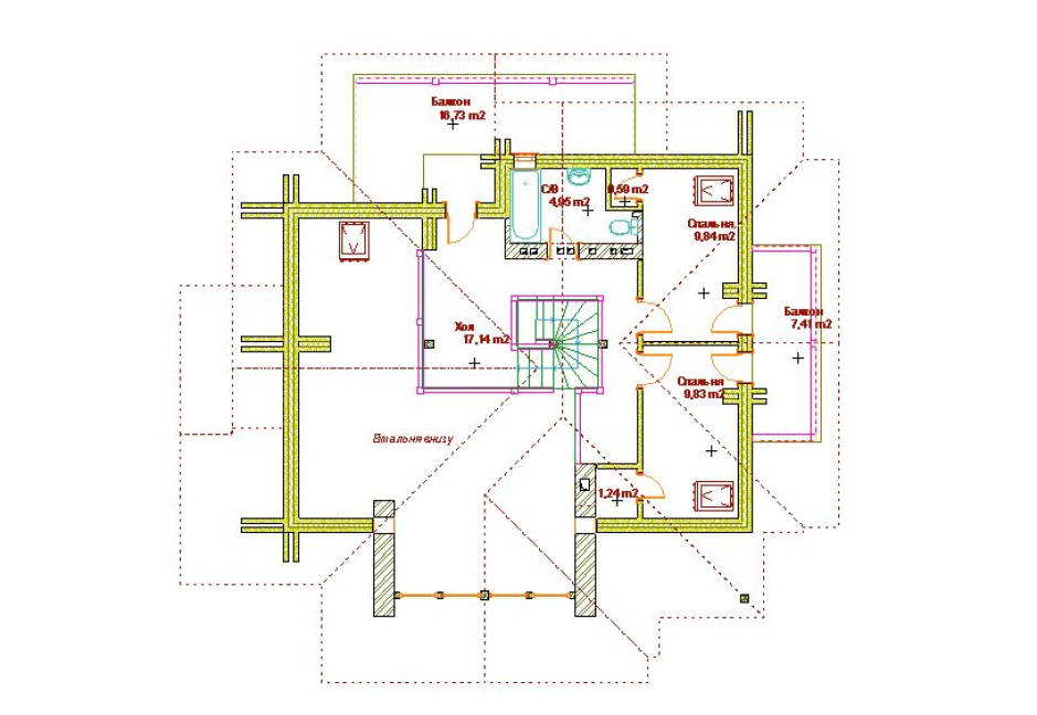 План 2-го поверху - Індивідуальний житловий будинок - Житлові будинки - Проекти - Parchitects title