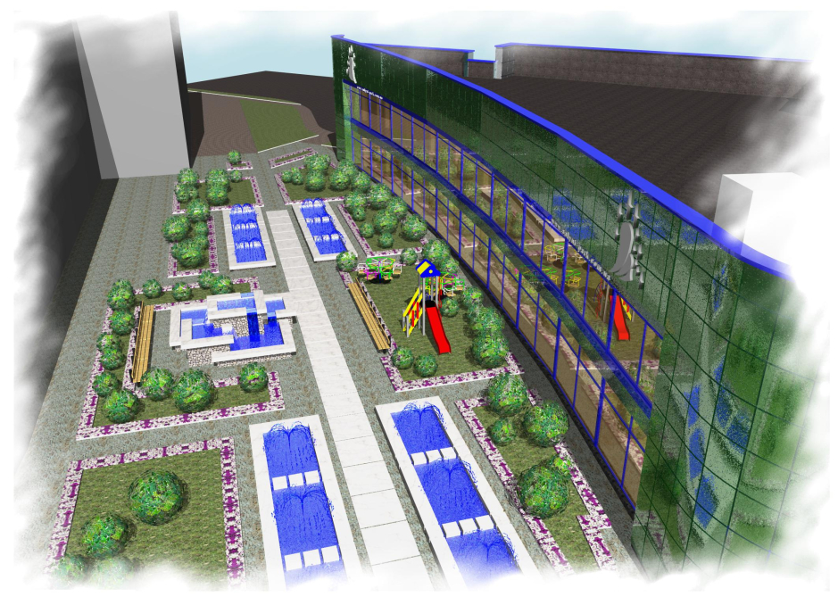 3D rendering (landscape park) - Project proposition of the retail store construction in Kovel Ukraine - Commercial projects - Projects - Parchitects title