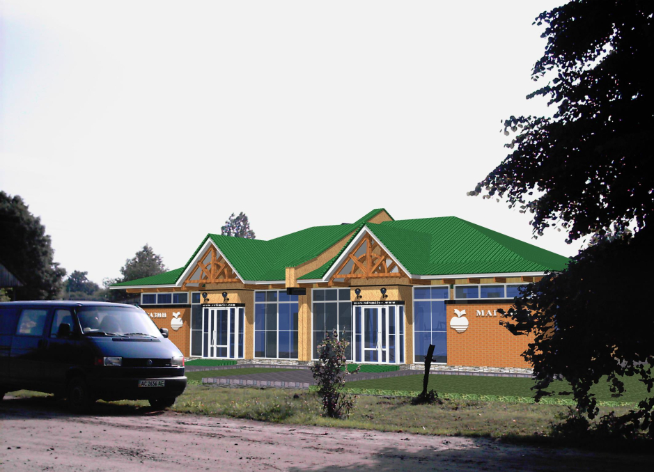 3D rendering - Retail shop in Velimche village Ukraine - Commercial projects - Projects - Parchitects title