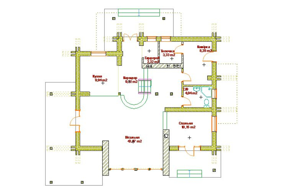 План 1-го поверху - Індивідуальний житловий будинок - Житлові будинки - Проекти - Parchitects title