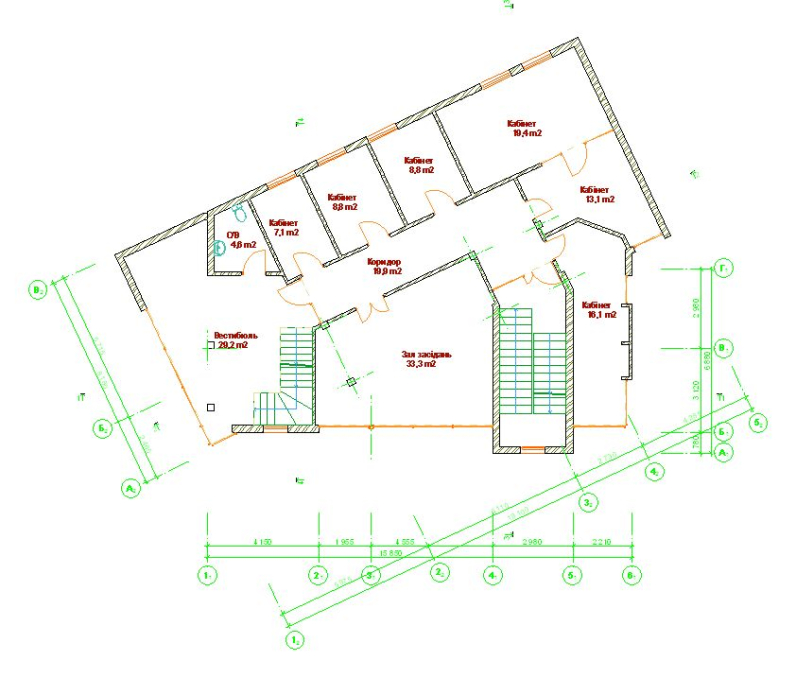 1-st floor plan - Office Kovel Ukraine - Commercial projects - Projects - Parchitects title