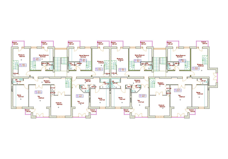 План 4-го этажа - Многоквартирный жилой дом г.Ковель Украина - Жилые дома - Проекты - Parchitects title