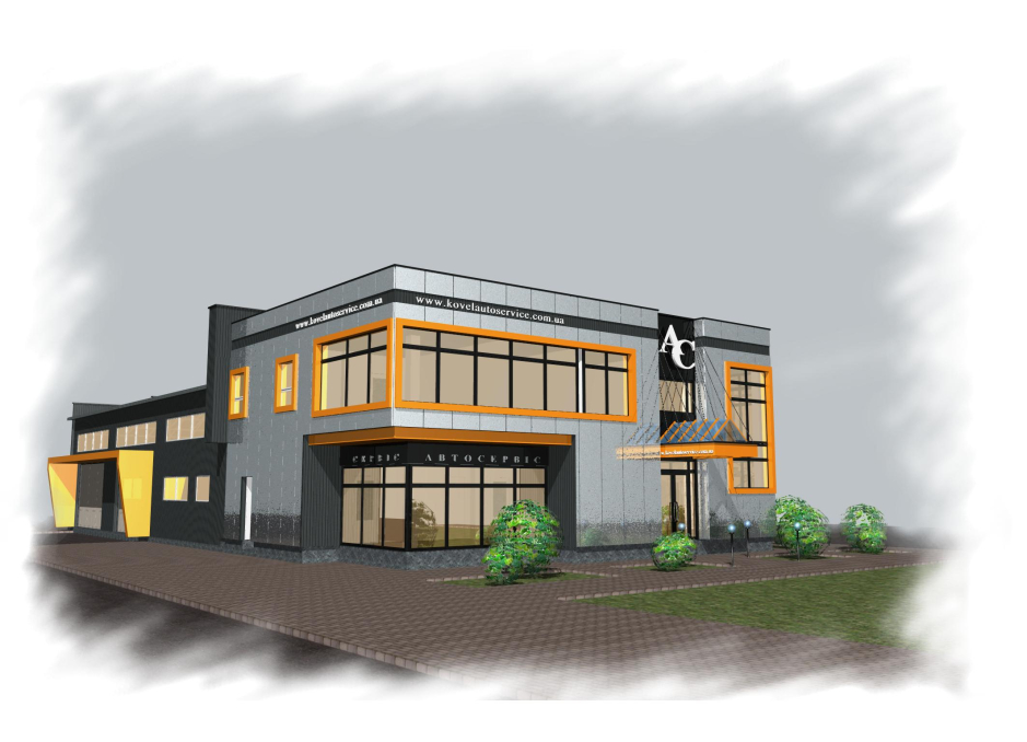 3D rendering - Autoservice Kovel Ukraine - Commercial projects - Projects - Parchitects title