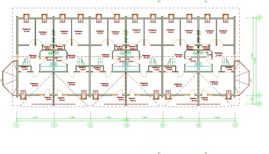 План 2-го поверху - Зблокований житловий будинок в м.Буча Україна - Житлові будинки - Проекти - Parchitects title