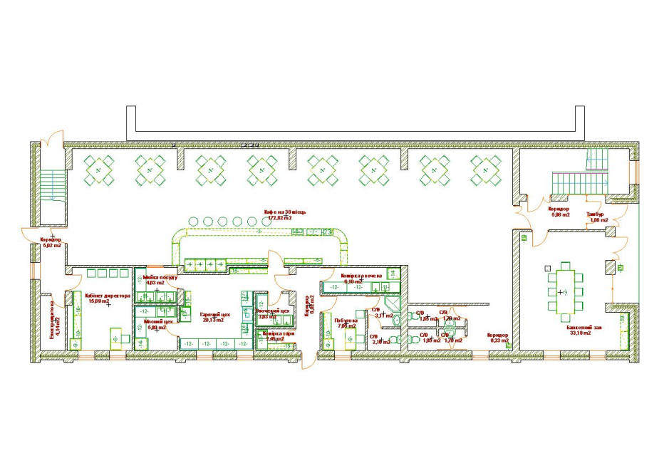 1-st floor plan - Pizza-pub "Klassik" Kovel Ukraine - Commercial projects - Projects - Parchitects title