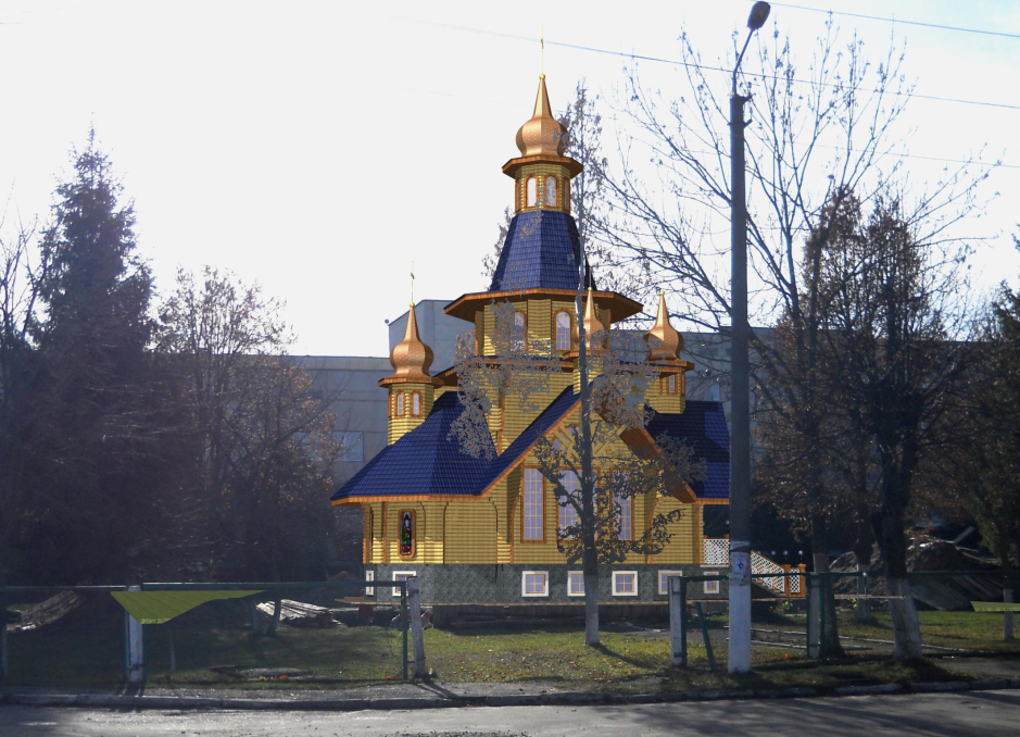 Wood building version. 3D rendering - Chapel Kovel Ukraine - Worship places - Projects - Parchitects title