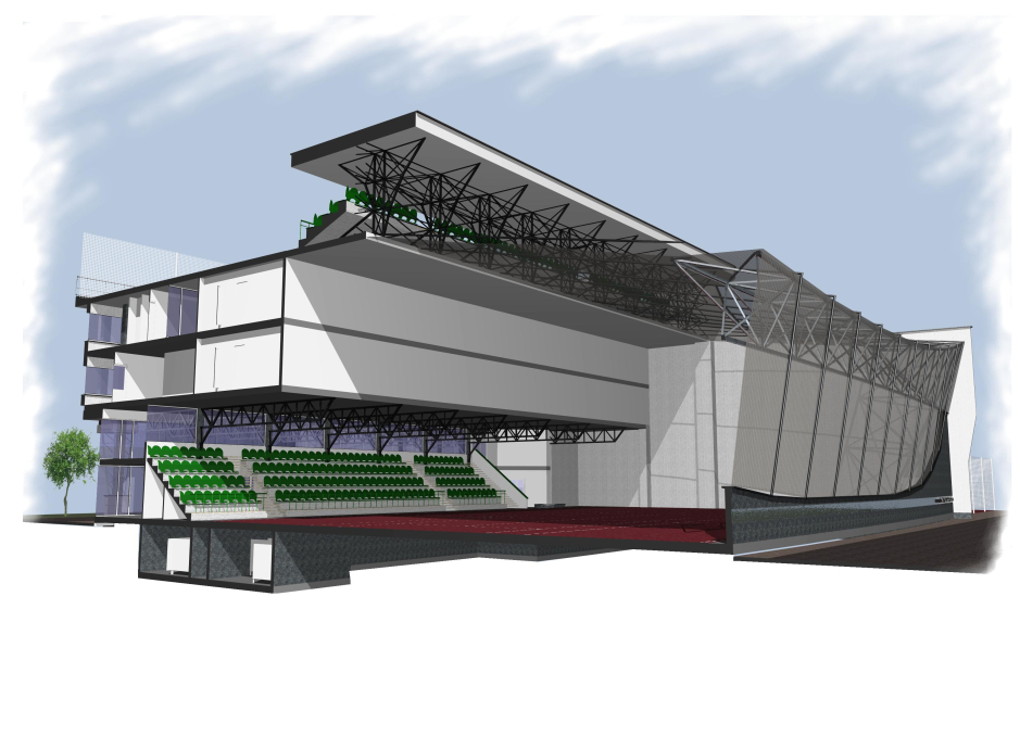 3-D section - Sport Complex Kovel Ukraine - Public buildings - Projects - Parchitects title