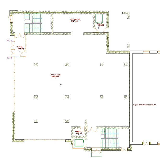 1-st floor plan - Retail Store in Kovel Ukraine - Commercial projects - Projects - Parchitects title