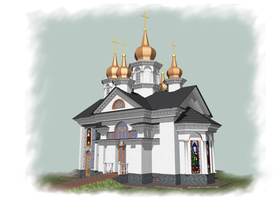 Brick building version. 3D rendering - Chapel Kovel Ukraine - Worship places - Projects - Parchitects title